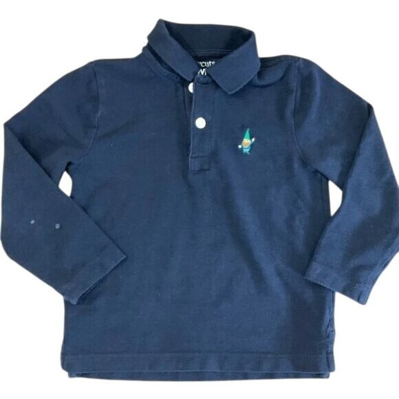 Crewcuts Long Sleeve Navy Polo Shirt With Gnome Logo Size Boy Toddler 2T - Picture 7 of 8